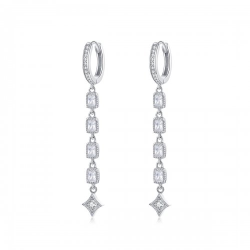 Pendientes colgantes de amor estilo Pandora en plata con circonitas - SCE583