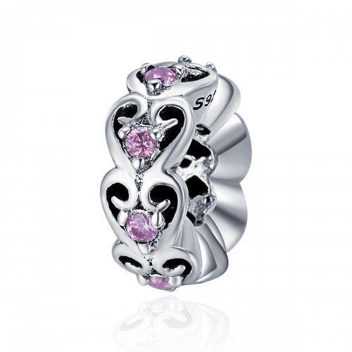 Charm Spacer en forma de corazón plateado estilo Pandora - SCC339