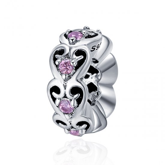 Charm Spacer en forma de corazón plateado estilo Pandora - SCC339 - Haga click en la imagen para cerrar