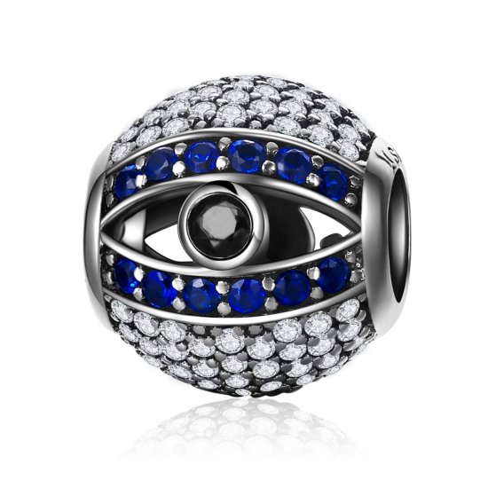 Pulsera estilo Pandora con dije de ojo turco plateado - SCC172 - Haga click en la imagen para cerrar