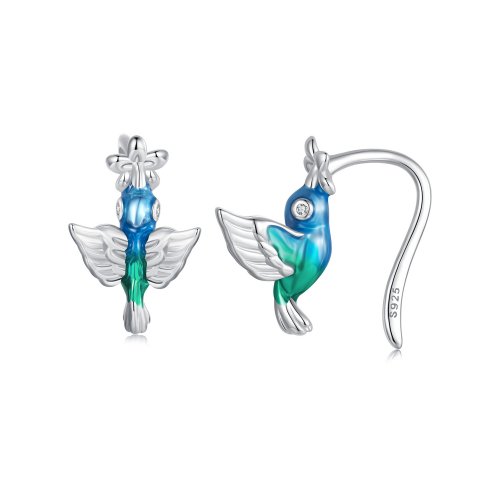 Gancho para oreja con forma de colibrí estilo PANDORA - BSE990
