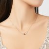 Collar colgante de estilo Pandora de dos tonos con corazón y ala - BSN162