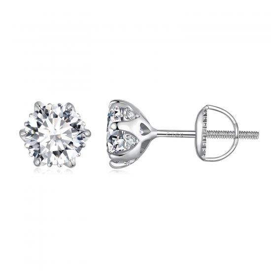 Aretes estilo Pandora de moissanita de 1 quilate - MSE020-L - Haga click en la imagen para cerrar