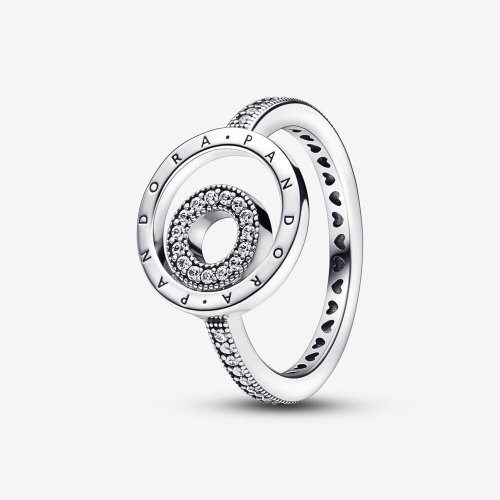 Anillo con círculos pavé y logotipo exclusivo de Pandora - 192316C01 Anillo con círculos pavé y logotipo exclusivo de Pandora - 192316C01