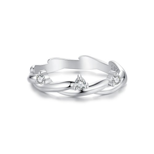 Anillo con cordón de botón sencillo estilo PANDORA - BSR586