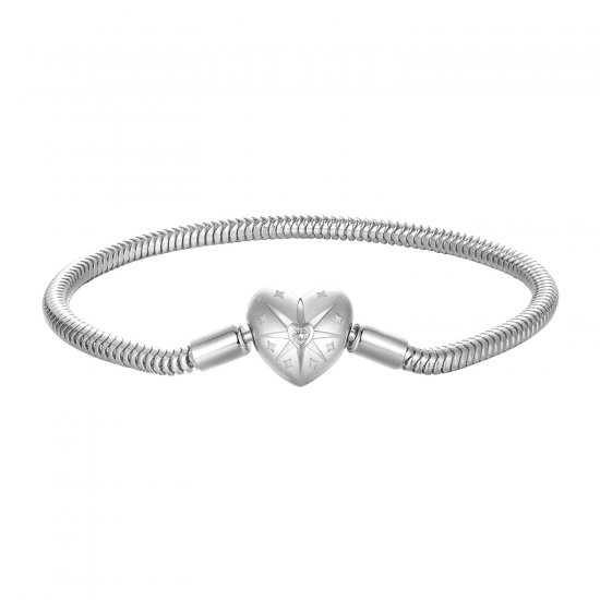 Pulsera básica con corazón y estrella estilo PANDORA - BSB196 - Haga click en la imagen para cerrar