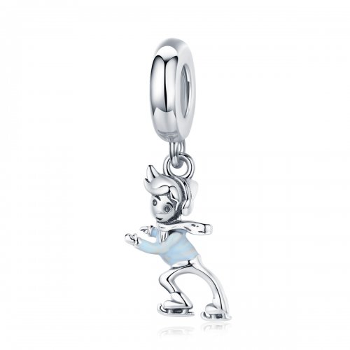 Colgante estilo Pandora de un niño pequeño esquiando - SCC1352