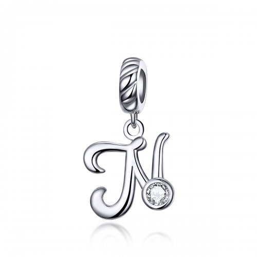 Colgante de letra N en plata estilo Pandora - SCC1183-N