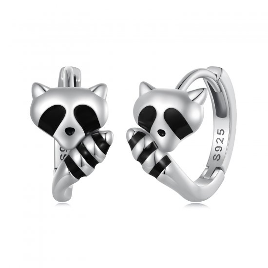 Pendientes aros estilo Pandora con diseño de iris - SCE1605-BK - Haga click en la imagen para cerrar