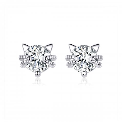 Estos aretes de gatito adorables en estilo Pandora están hechos de plata - BSE205