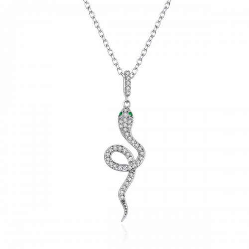 Collar colgante encantador de serpiente plateada al estilo de Pandora - SCN409