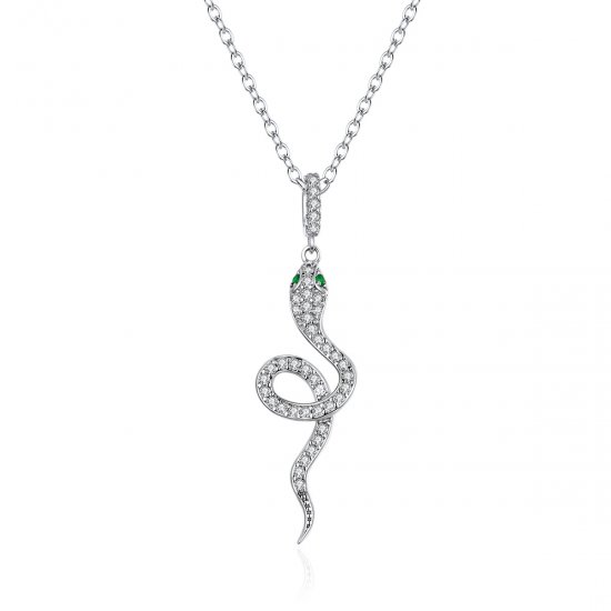 Collar colgante encantador de serpiente plateada al estilo de Pandora - SCN409 - Haga click en la imagen para cerrar
