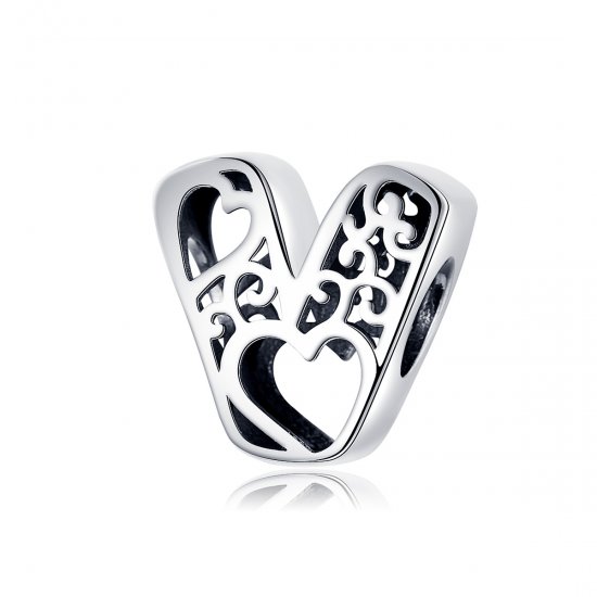 Charm Plata Estilo Pandora con Letra Mágica V - SCC1229-V - Haga click en la imagen para cerrar