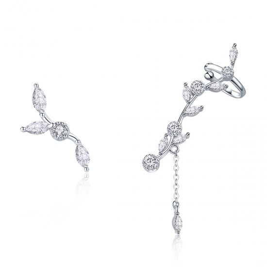 Pendientes de botón estilo Pandora en plata con ramas de flores - SCE429 - Haga click en la imagen para cerrar