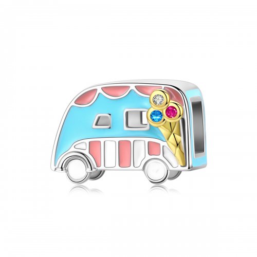 Charm estilo Pandora de dos tonos de furgoneta de helados - BSC163