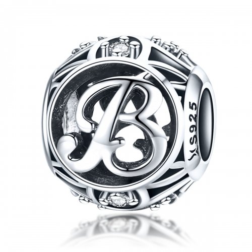 Pulsera estilo Pandora con colgante de letra B - SCC738-B