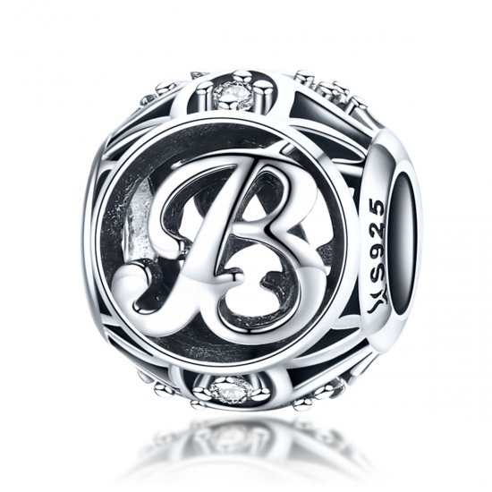 Pulsera estilo Pandora con colgante de letra B - SCC738-B - Haga click en la imagen para cerrar