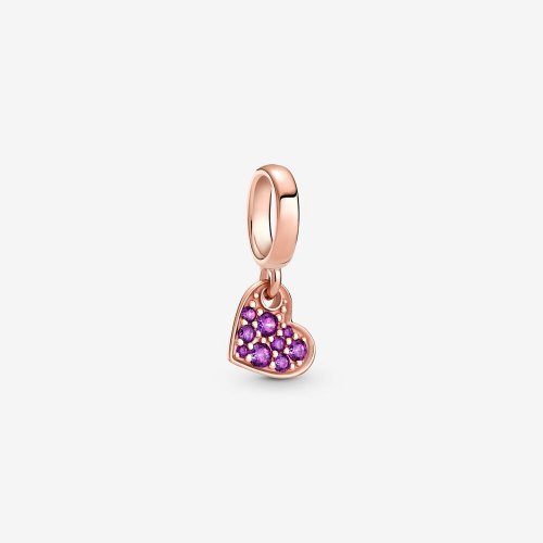 PANDORA Charm Colgante de Corazón Inclinado con Pavé Púrpura Real - 789404C03