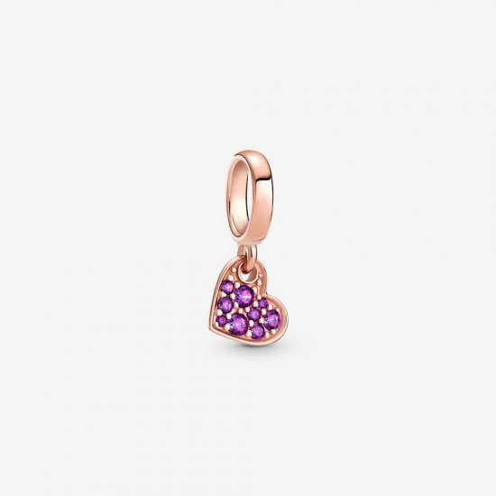 PANDORA Charm Colgante de Corazón Inclinado con Pavé Púrpura Real - 789404C03 - Haga click en la imagen para cerrar
