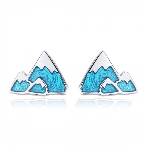Aretes únicos estilo Pandora están hechos de plata y tienen un diseño de iceberg - SCE475