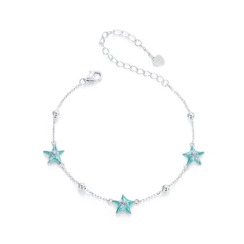 Pulsera estilo PANDORA con estrellas de mar y color verde azulado - SCB276