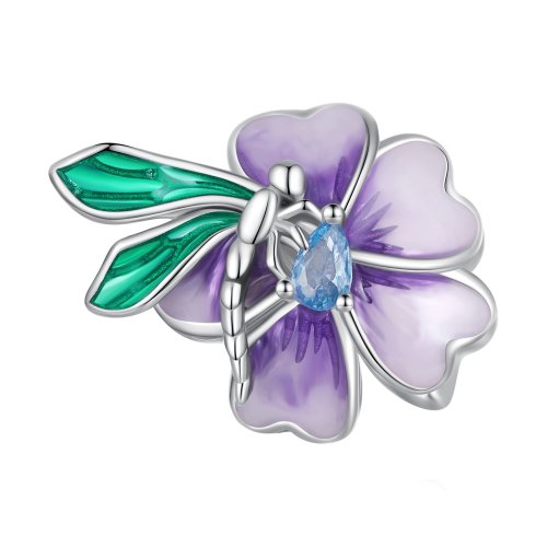 Pandora Estilo Encanto Flor Libélula - BSC786