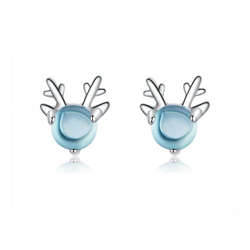 Pendientes de tuerca con estilo Pandora de plata con cuernos - BSE210