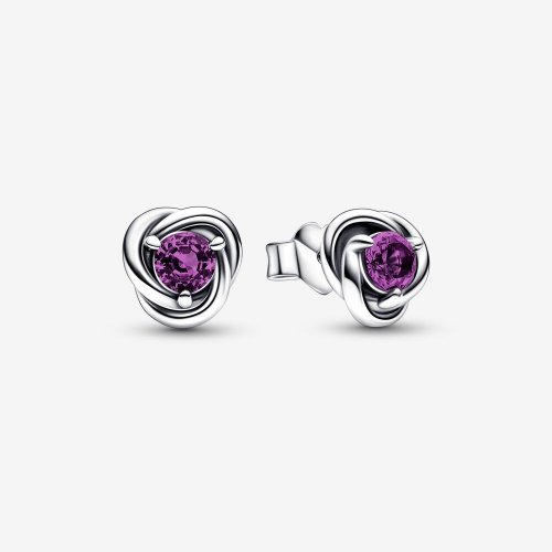 Pendientes de Estudio en Forma de Círculo de Eternidad PANDORA de Febrero Morado - 292334C02