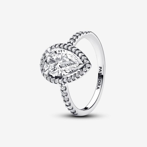 Anillo Pandora Halo Brillante Grande Corte Pera - 193012C01