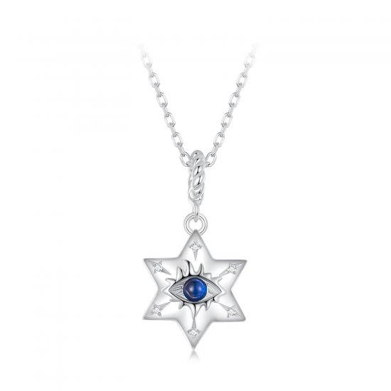 Collar con forma de ojo de demonio y estrella en estilo PANDORA - BSN397 - Haga click en la imagen para cerrar