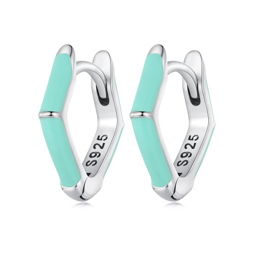 Pendientes de Aro de Estilo Pandora con Diamantes Azules - SCE1569-GN