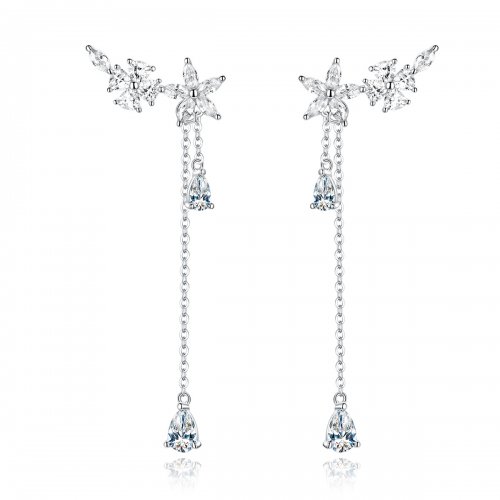 Pendientes colgantes estilo Pandora con flores de amor - BSE288