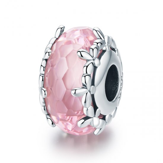 Charm de vidrio Murano con florete plateado en estilo Pandora - SCC1282 - Haga click en la imagen para cerrar