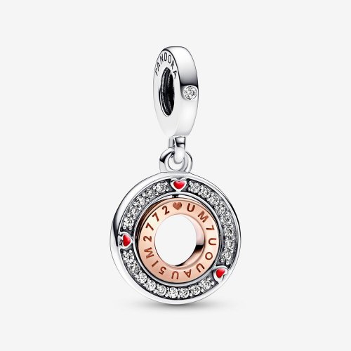 Pandora MSG colgante giratorio de plata de ley y chapado en oro rosa de 14k - 782640C01