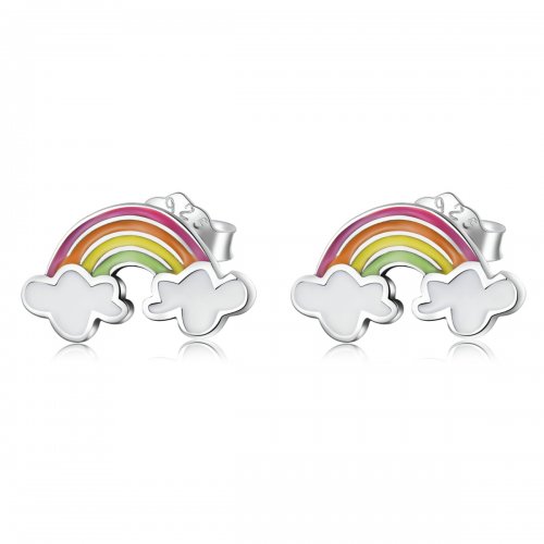 Aretes estilo Pandora con nubes arcoíris - SCE1339