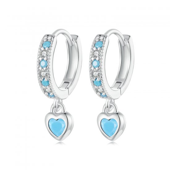Pendientes de turquesa en forma de corazón estilo PANDORA - SCE1738 - Haga click en la imagen para cerrar