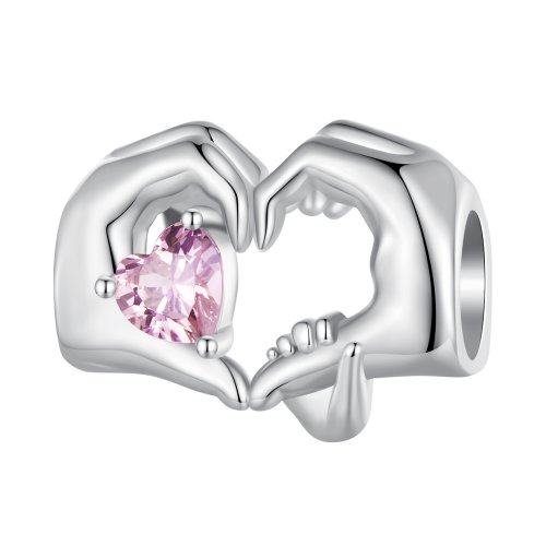 Pulsera estilo Pandora con charm de corazón y gesto - BSC829