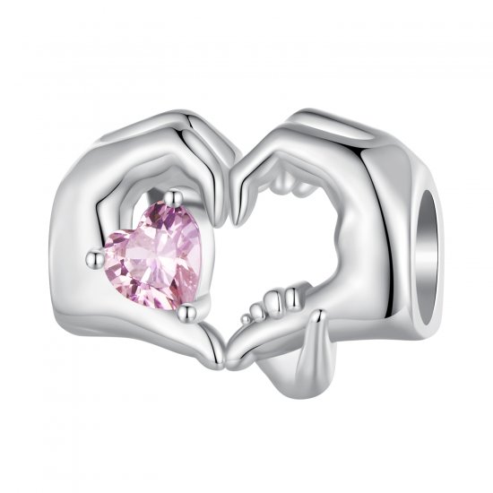 Pulsera estilo Pandora con charm de corazón y gesto - BSC829 - Haga click en la imagen para cerrar