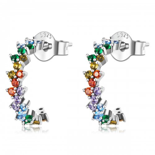 Pendientes de Estilo Pandora con Zirconio Curvado de Color - SCE1272
