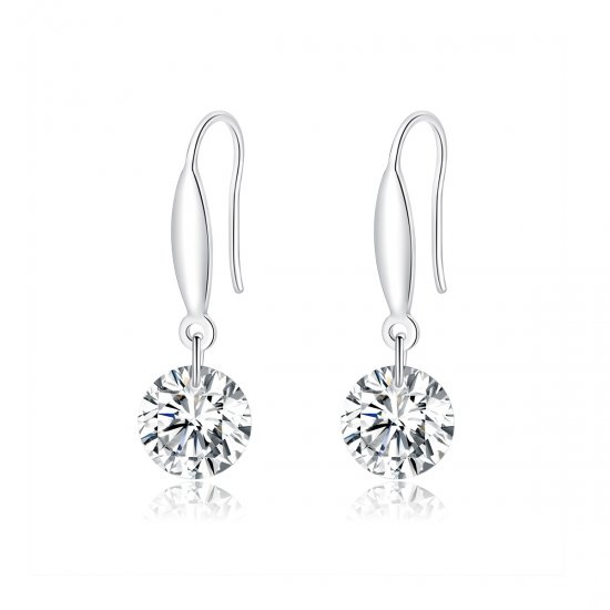 Pendientes colgantes de niña brillante de estilo Pandora en plata - BSE212 - Haga click en la imagen para cerrar