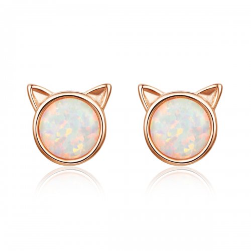 Exquisitos Pendientes de Estrella Meow estilo Pandora en Oro Rosa - SCE538