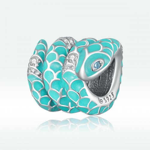 Pulsera estilo Pandora con encanto de serpiente azul - BSC576