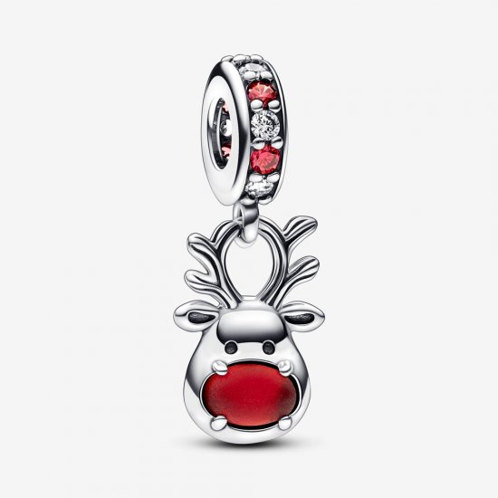 Charm colgante de Murano con reno de nariz roja de Pandora - 792330C01 - Haga click en la imagen para cerrar