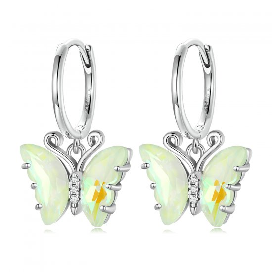 Pendientes de Aro Sinfonía Estilo Pandora con Mariposa - SCE1588-GN - Haga click en la imagen para cerrar