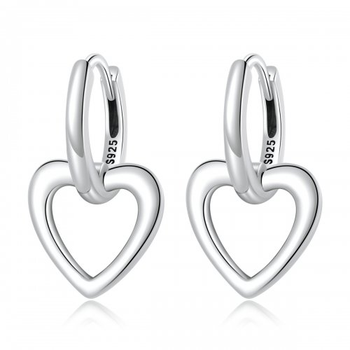 Pendientes de aro estilo Pandora con amor simple - SCE1394