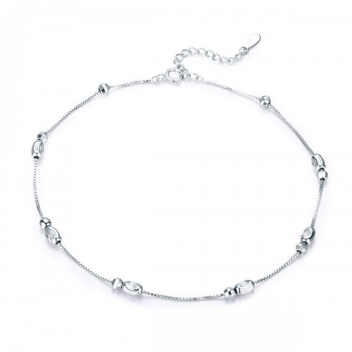 Pulsera de tobillo en estilo Pandora con pequeñas cuentas redondas de plat