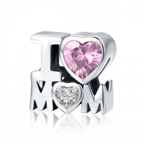 Charm de plata estilo Pandora con la frase "Amo a mamá" - SCC579