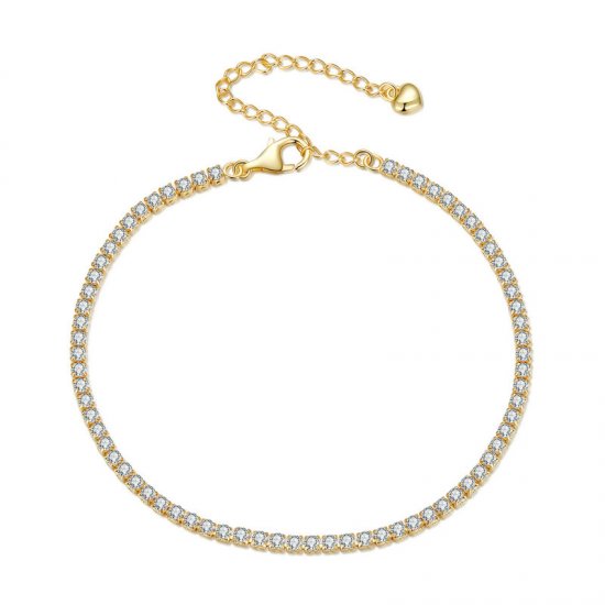 Pulsera de Cadena Exquisita de Circonita Dorada al Estilo Pandora - BSB097-B - Haga click en la imagen para cerrar