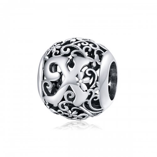 Charm Pandora estilo abierto de flor con letra X - SCC1444-X