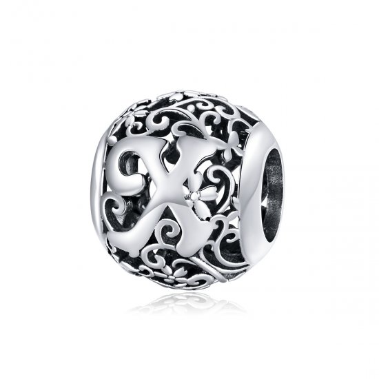 Charm Pandora estilo abierto de flor con letra X - SCC1444-X - Haga click en la imagen para cerrar